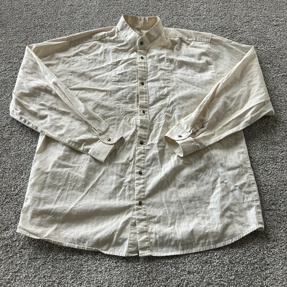 Wah Maker Shirt Mens XL White Solid Long Sleeve Western Bib Front Button Up